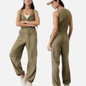 Athleta Khaki Sleeveless Jumpsuit